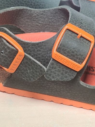 Birkenstock Milano Kids Sandals Desert Soil Green And Orange Size Uk 8.5 Eu 26 Brand New Boxed