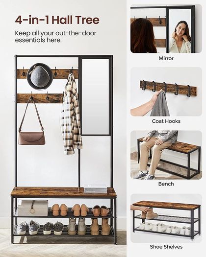 New Large Coat Rack + Mirror - FREE P&P