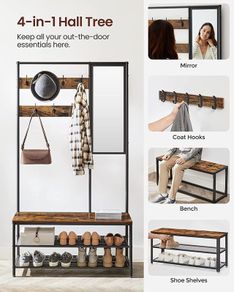 New Large Coat Rack + Mirror - FREE P&P