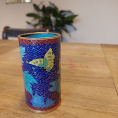 Vintage Chinese cloisonne enamel brush pot