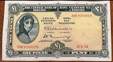 Lady Lavery 1974 One Pound Banknote