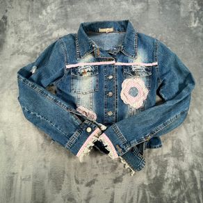 Les Gonzesses de Paris Womens Denim Jacket - Sz 2 UK 10 - Boho Y2K Style