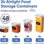 FREE P&P Food Storage Container Set - 24 Piece, Kitchen & Pantry Organization, BPA-Free, Plastic Canisters with Durable Lids Ideal for Cereal, Flour & Sugar - Labels, Marker & Spoon Set Image 2