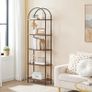 5-Tier Bookshelf, Bookcase with Metal Frame, Floor Standing Book Shelf, Arched Storage Shelf for Living Room, Office, 43 x 30 x 176 cm, Rustic Brown and Black Image 2