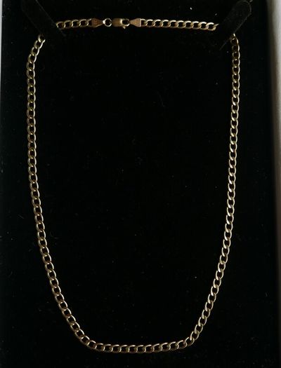 Vintage Solid Gold Curb Link Necklace in 9Ct Gold 375 - 18,5 inch  -  5,35g