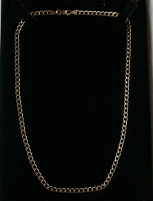 Vintage Solid Gold Curb Link Necklace in 9Ct Gold 375 - 18,5 inch  -  5,35g