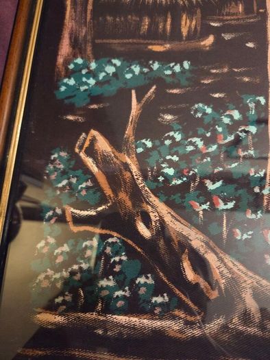 Vintage Haitian Art Painting on Fabric - Signed