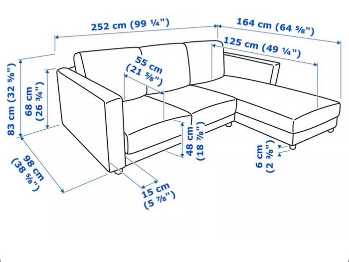 IKEA Sofa with chaise longue storage