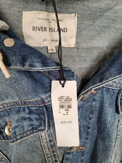Brand New River Island Mens Hooded Denim Jacket - Size XXL