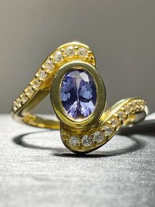 Sterling silver 925 ring with Tanzanite and Natural Cambodian Zircon Bypass Ring in Vermeil Yellow Gold Overlay Sterling Silver 1.21 Ct