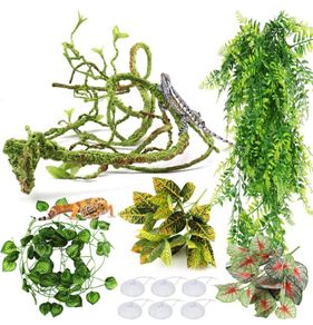 Reptile Plants, Terrarium Hanging Plant Vines Artificial Leaves Reptile Hide, Leopard Gecko Tank Accessories, Terrarium Decorations for Bearded Dragon Lizard Snake Geckos Chameleon (FREE POSTAGE)