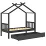 Kids Bed Frame with a Drawer Dark Grey Solid Pine Wood 80x160cm Image 5
