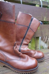 Mens brown genuine leather Swiss made high boots