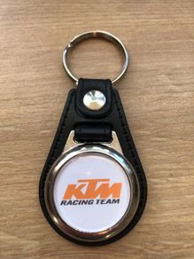 Leather KTM key ring with shopping trolley token/coin