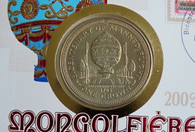 Isle of Man Montgolfier hot air balloon manned flight coin stamp cover