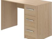 Idro Computer Desk with 3 drawers, Home Office table, 56 x 110 x 73.5cm, Light Brown/Beech Foil Finish