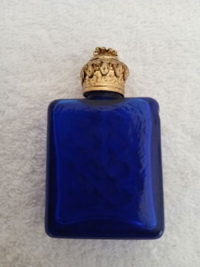Vintage Cobalt Blue Glass Miniature Perfume Bottle