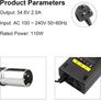 54.6V 2Amp Battery Charger for Electric Bike, 48V Lithium Battery Charger For Electric Scooter, Ebike, Mobility Scooter, XLR 3 Pin Connector IRISH  PLUG Image 2