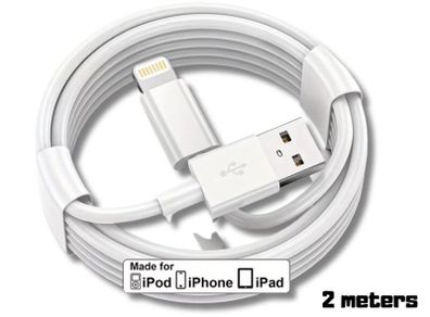 2M USB Charger Cable for Apple iPhone 14 13 12 11 XR X SE iPad Charging Wire