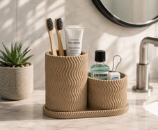 Bathroom Organiser Set with Toothbrush Holder, Tray Brand New