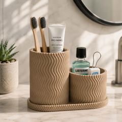 Bathroom Organiser Set with Toothbrush Holder, Tray Brand New