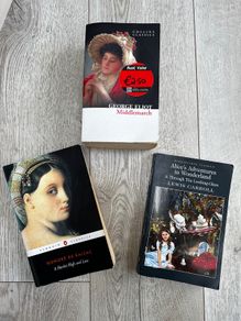 Classic Literature Bundle, 3 Paperbacks: Middlemarch, A Harlot High and Low, Alice in Wonderland