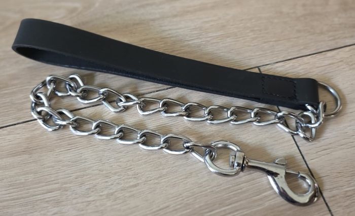 dog leather harness with free chain lead