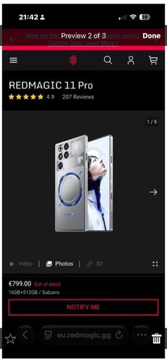 Red Magic 11 pro - sub zero 16 GB plus 512 GB