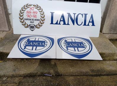 3 X Vintage Lancia Car Dealership Signs
