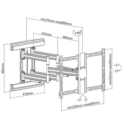 Tv Wall Mount Bracket Tilt Swivel Long Arm 37-80"
