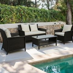 Newport Garden Sofa Set 4 Seater Outdoor Furniture + Table Patio Terrace Set