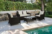 Newport Garden Sofa Set 4 Seater Rattan Outdoor Furniture + Table Patio Terrace Set