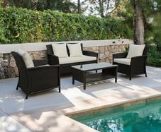 Newport Garden Sofa Set 4 Seater Rattan Outdoor Furniture + Table Patio Terrace Set