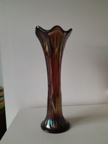 Vintage Fenton Carnival Ribbed Vase