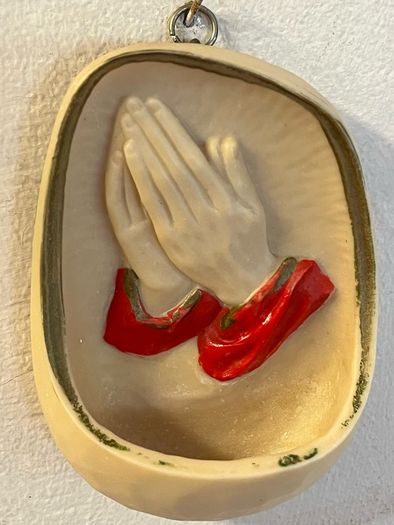 Vintage Catholic Devotional Wall Set Holy Water Font & Virgin Mary icon