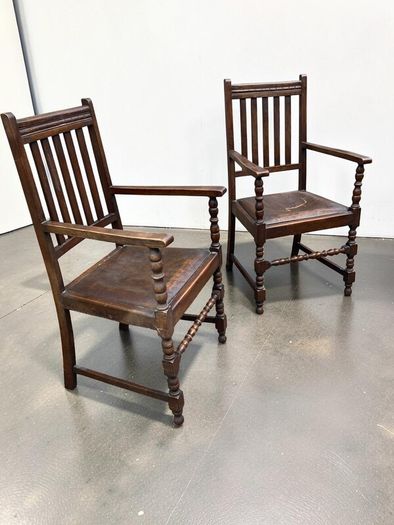 Antique Carver Chairs x 2 - Oak