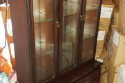 Mahogany display cabinet with lights &amp; mirrors