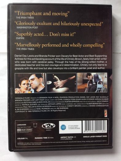 My Left Foot (Jim Sheridan Film)[1989] Daniel Day-Lewis, Brenda Fricker, Hugh O'Conor, Fiona Shaw, Cyril Cusack & Ray McAnally [1xDVD Movie] Academy Award Winner