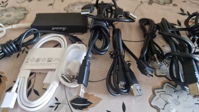 Set of USB Cables for Phones, Printers, Headphones,and..., see the pictures.