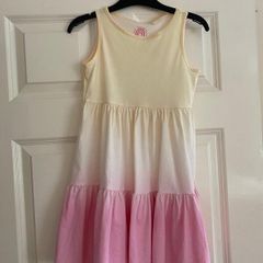 Girls Yellow & Pink Sleeveless Dress
