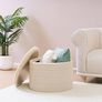 Ottoman with Storage, Folding Boucle Stool,Coffee Table,Chest Toy Box,Footstool for Living Room,Bedroom,Beige,Large Round,56x56x40cm Image 2