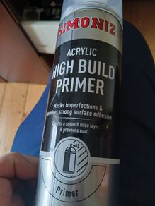 High build primers/primer, acrylic paint and clear coat