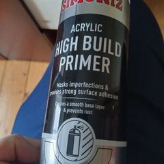 High build primers/primer, acrylic paint and clear coat