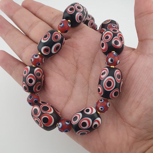 Antique Venetian Style Eyes Glass Big Beads Necklace