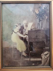 Chrystoleum Vintage framed print The Harpsichord Lesson