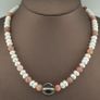 Authentic Fresh Water Pearls & Moon Stone With Melon Shape Agate Gemstone Pendant Necklace Image 8
