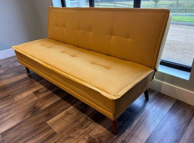 3 Seater Yellow Fabric Sofa Bed - Seattle