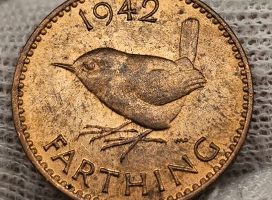 Great Britain 1942 1/4d Farthing Beautiful Uncirculated Red