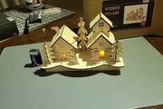 Wooden village with lights