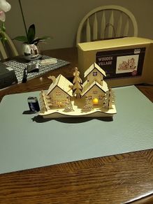 Wooden village with lights